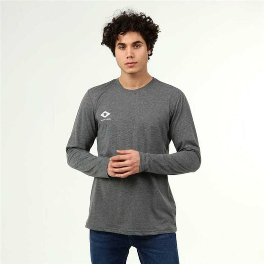 Langarm-T-Shirt aus Baumwolle im Active-Stil für Herren in Anthrazit-Melange