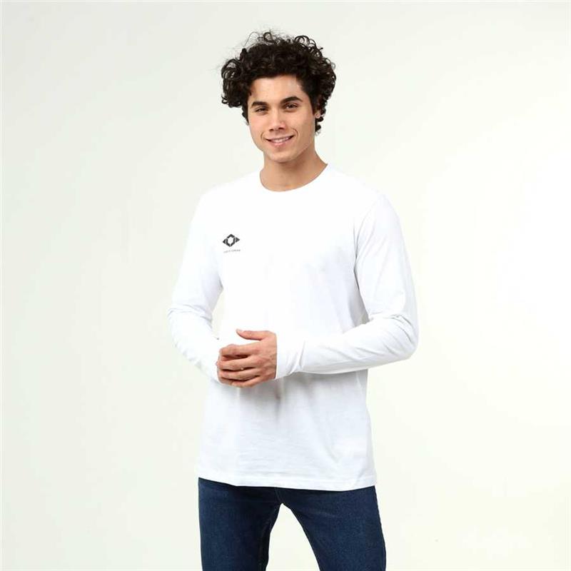 Men's Active Style Cotton Long Sleeve White T-shirt