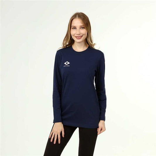 Women's Active Style Cotton Long Sleeve Navy Blue T-Shirt