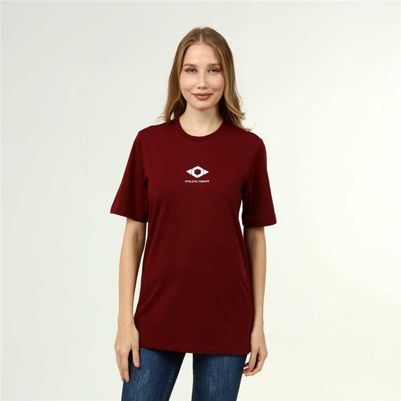 Women's Active Style Cotton Burgundy T-shirt