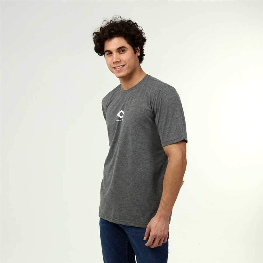 Men's Active Style Cotton Anthracite Melange T-Shirt