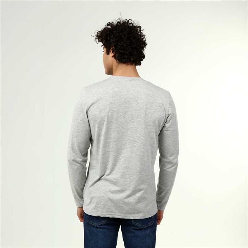 Men's Active Style Cotton Long Sleeve Grey Melange T-shirt