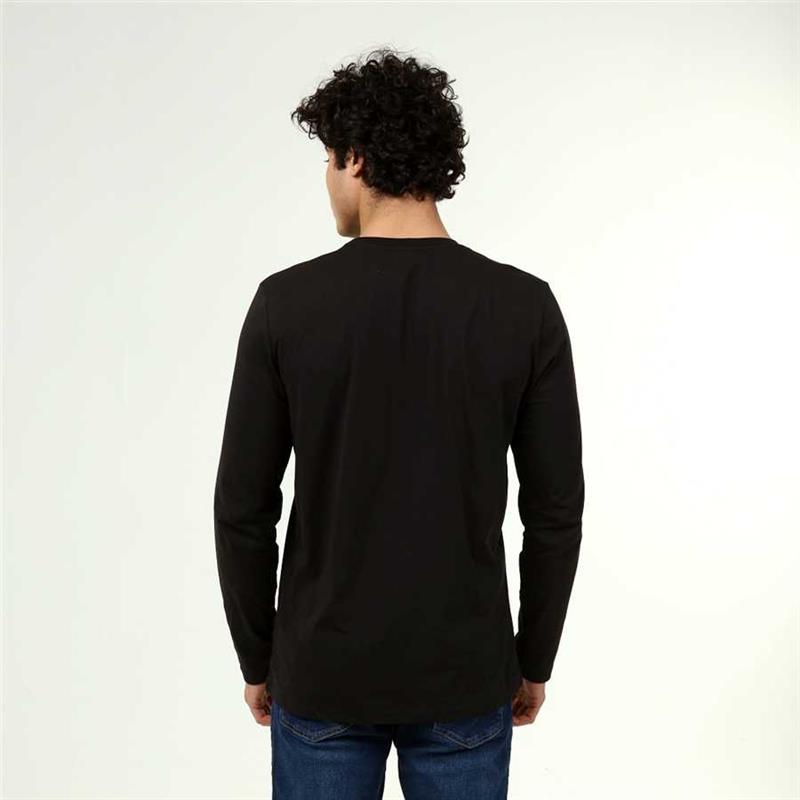T-shirt noir à manches longues en coton Active Style pour hommes