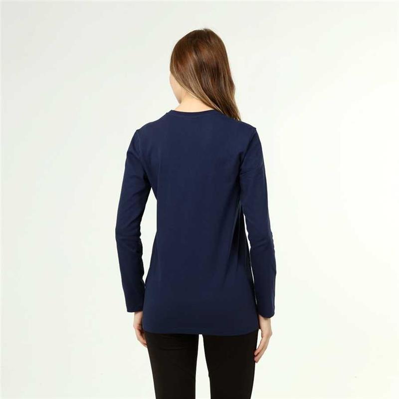Langärmliges marineblaues T-Shirt aus Baumwolle im aktiven Stil für Damen