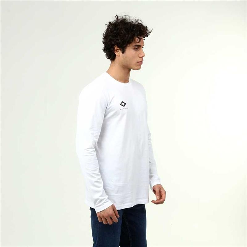 Men's Active Style Cotton Long Sleeve White T-shirt