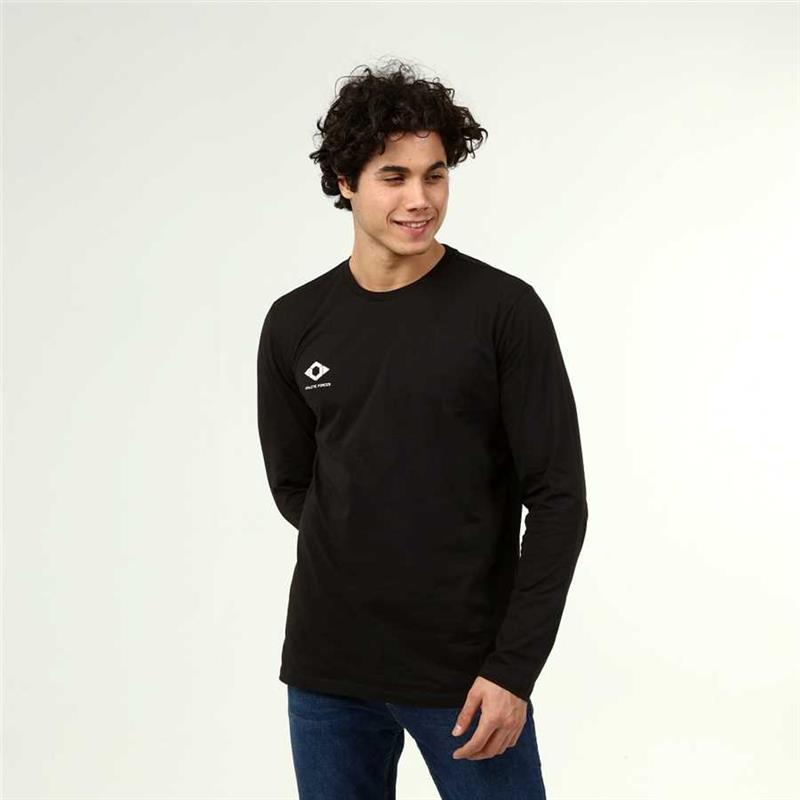 Men's Active Style Cotton Long Sleeve Black T-shirt