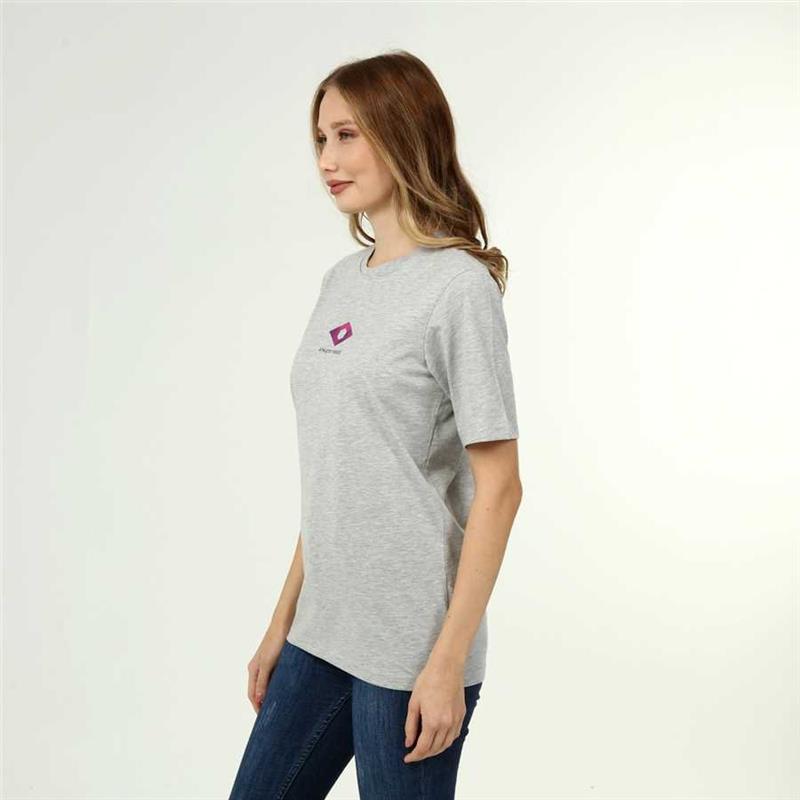 Damen-T-Shirt im Active-Stil aus Baumwolle in grauer Melange-Optik