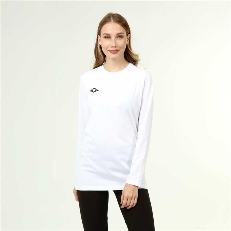 Women's Active Style Cotton Long Sleeve White T-Shirt