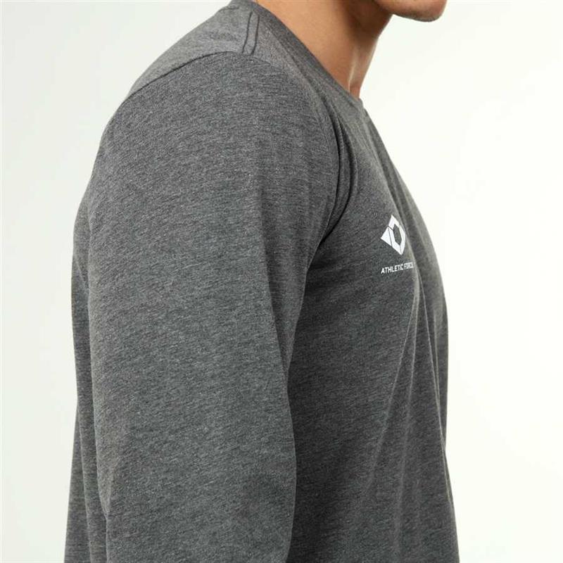 Men's Active Style Cotton Long Sleeve Anthracite Melange T-Shirt