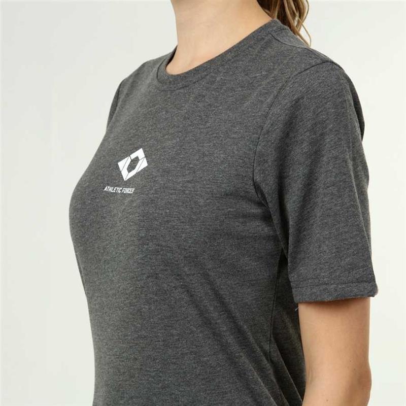 Damen-T-Shirt im Active-Stil aus Baumwolle in Anthrazit-Melange