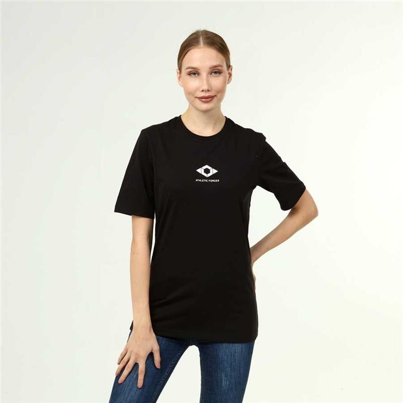Schwarzes T-Shirt aus Baumwolle im aktiven Stil für Damen