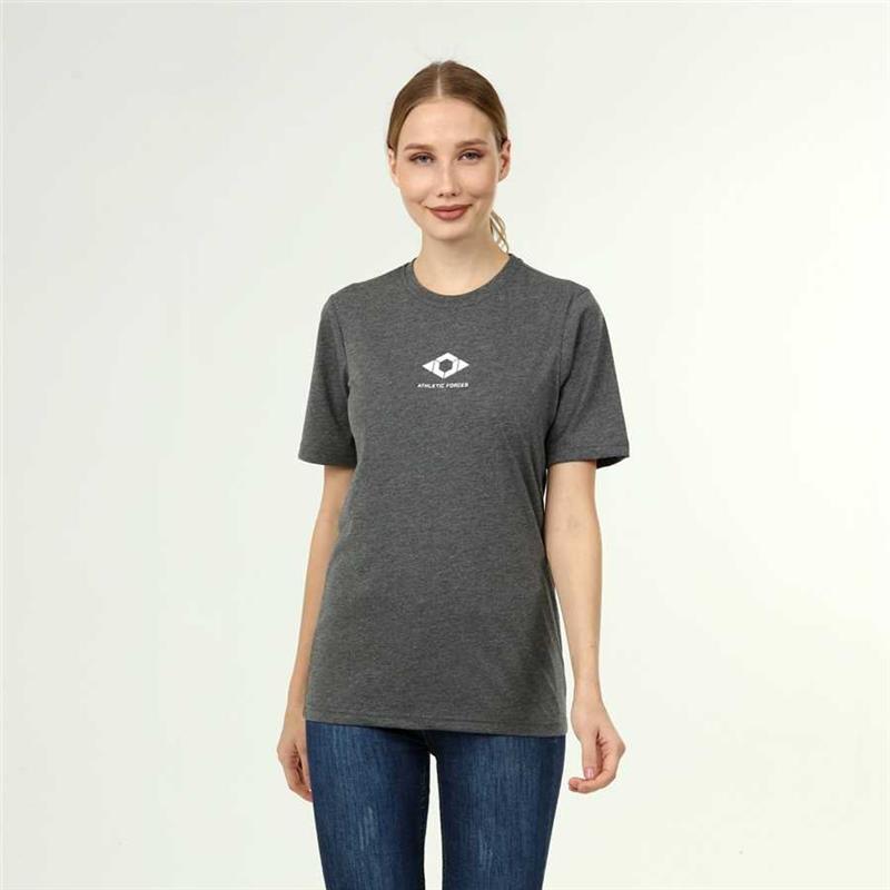Damen-T-Shirt im Active-Stil aus Baumwolle in Anthrazit-Melange