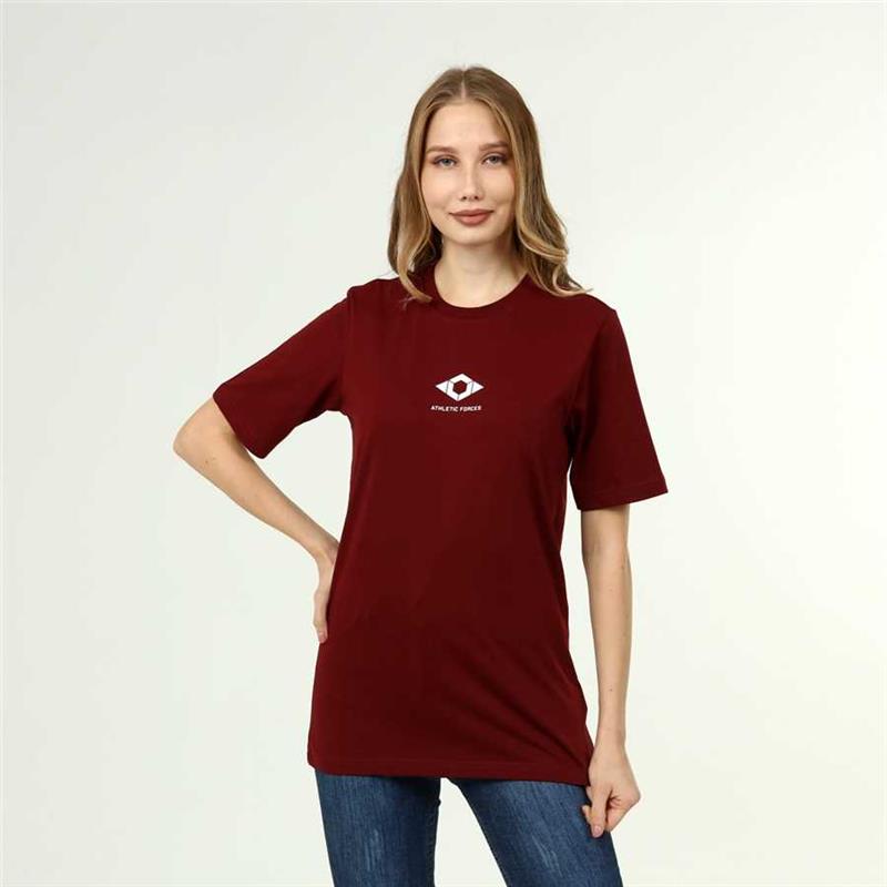 Women's Active Style Cotton Burgundy T-shirt